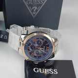 Guess Horizon Chronograph Blue Dial Two Tone Steel Strap Watch For Men - W0379G7