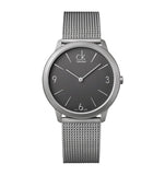 Calvin Klein Minimal Grey Dial Silver Mesh Bracelet Watch for Men - K3M51154