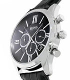 Hugo Boss Ambassador Chronograph Quartz Black Dial Black Leather Strap Watch For Men - HB1513194