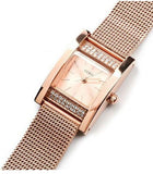 Guess Nouveau Diamonds Rose Gold Dial Rose Gold Mesh Bracelet Watch for Women - W0127L3