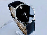 Movado Museum Classic Black Dial Black Leather Strap Watch for Men - 0607194