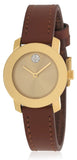 Movado Bold Gold Dial Brown Leather Strap Watch for Women - 3600437