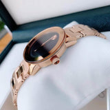 Movado Bold Black Dial Rose Gold Steel Strap Watch for Women - 3600463