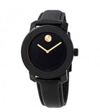 Movado Bold Black Dial Black Leather Strap Watch for Women - 3600527