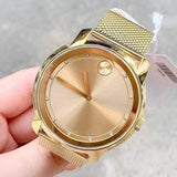 Movado Bold Diamonds Gold Dial Gold Mesh Bracelet Watch For Men - 3600460