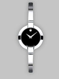 Movado Bela Black Dial Silver Steel Strap Watch For Women - 0606595