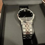 Movado Museum Classic Diamonds Black Dial Silver Steel Strap Watch for Men - 0607201