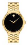 Movado Veturi Quartz Black Dial Gold Steel Strap Watch for Men - 0606934