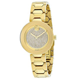 Movado Bold Crystal Gold Dial Gold Steel Strap Watch For Women - 3600492