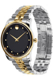 Movado Museum Classic Black Dial Two Tone Steel Strap Watch For Men - 0606879