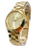 Michael Kors Slim Runway Gold Dial Gold Steel Strap Watch For Women - MK3456