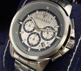 Maserati Successo Chronograph Silver Dial Silver Steel Strap Watch For Men - R8873621006