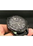 Emporio Armani Sigma Chronograph Black Dial Black Leather Strap Watch For Men - AR6131