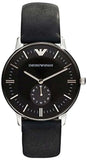 Emporio Armani Gianni Quartz Black Dial Black Leather Strap Watch For Men - AR0382