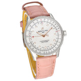 Breitling Navitimer Automatic 35 Mother of Pearl Dial Pink Leather Strap Watch for Women - A17395211A1P3