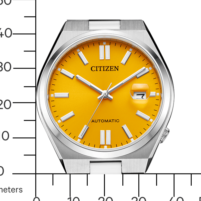 Citizen Tsuyosa Automatic Yellow Dial Silver Steel Strap Watch for Men - NJ0150-81Z