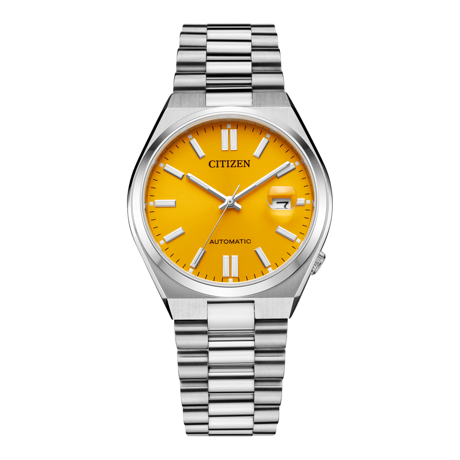 Citizen Tsuyosa Automatic Yellow Dial Silver Steel Strap Watch for Men - NJ0150-81Z