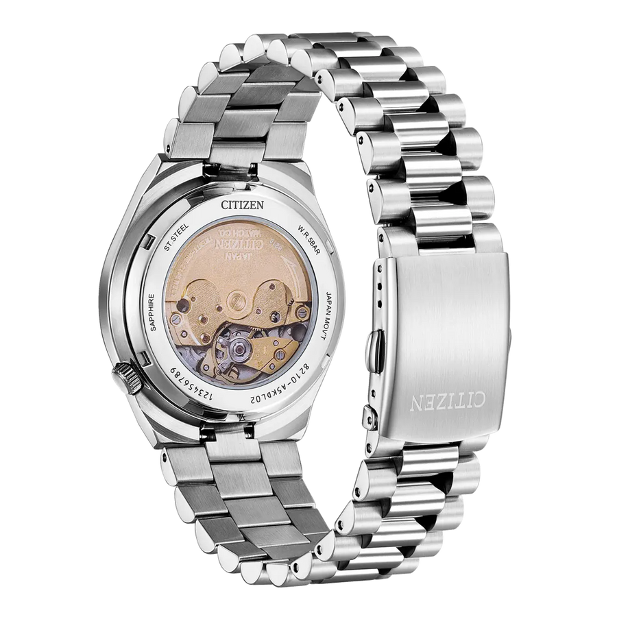 Citizen Tsuyosa Automatic Salmon Orange Dial Silver Steel Strap Watch For Men - NJ0159-86Z