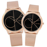 Calvin Klein Minimal Black Dial Rose Gold Mesh Bracelet Watch for Men - K3M21621