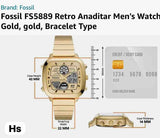 Fossil Retro Analog-Digital Gold Dial Gold Steel Strap Watch for Men - FS5889