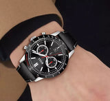 Hugo Boss Rafale Chronograph Black Dial Black Leather Strap Watch For Men - 1513390