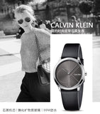 Calvin Klein Minimal Grey Dial Black Leather Strap Watch for Men - K3M221C3