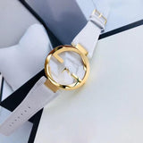 Gucci G Interlocking White Dial White Leather Strap Watch For Women - YA133327