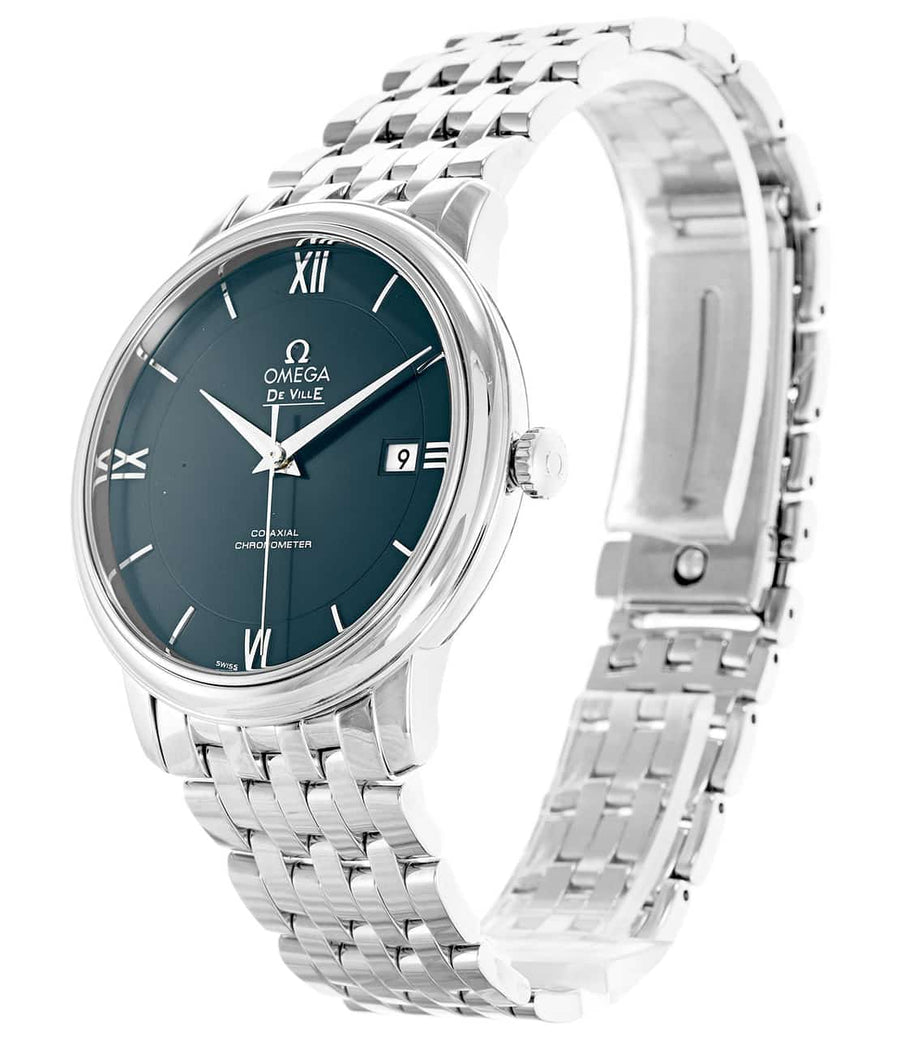 Omega De Ville Prestige Co-Axial Orbis Blue Dial Silver Steel Strap Watch for Men - 424.10.40.20.03.001