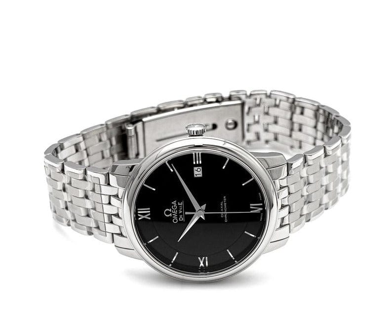 Omega De Ville Prestige Co-Axial Black Dial Silver Steel Strap Watch for Men - 424.10.40.20.01.001