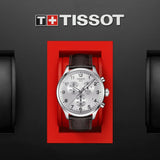 Tissot T Sport Chrono XL Classic Silver Dial Brown Leather Strap Watch For Men - T116.617.16.037.00