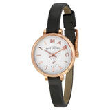 Marc Jacobs Sally White Dial Black Leather Strap Watch for Women - MBM1352