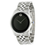 Movado Museum Classic Black Dial Silver Steel Strap Watch For Men - 606504