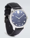 Gucci G Timeless Automatic Blue Dial Black Leather Strap Watch For Men - YA126347