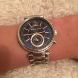 Michael Kors Sawyer Navy Blue Dial Silver Steel Strap Watch for Women - MK6224