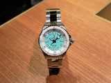 Breitling Superocean Automatic 36 Turquoise Dial Silver Steel Strap Watch for Men - A17377211C1A1