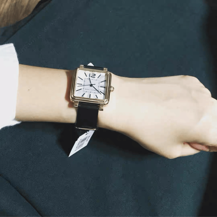 Marc Jacobs Vic Silver Dial Black Leather Strap Watch for Women - MJ1437