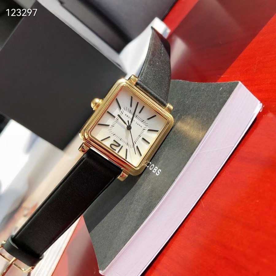 Marc Jacobs Vic Silver Dial Black Leather Strap Watch for Women - MJ1437