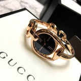 Gucci Horsebit Collection Black Dial Rose Gold Steel Strap Watch For Women - YA139507