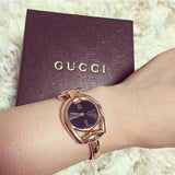 Gucci Horsebit Collection Black Dial Rose Gold Steel Strap Watch For Women - YA139507