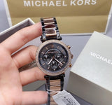 Michael Kors Parker Chronograph Grey Dial Two Tone Steel Strap Watch For Women - MK6440