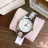 Michael Kors Channing Quartz Mother of Pearl Pink Dial Two Tone Steel Strap Watch For Women - MK6650