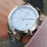 Tissot PR 100 Sport Chic Chronograph Diamonds Mother of Pearl Dial Silver Steel Strap Watch for Women - T101.917.11.116.00