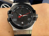 Maserati Potenza Black Dial Black Leather Strap Watch For Men - R8851108001