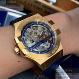 Maserati Automatic Skeleton Dial Rose Gold Blue Leather Strap Watch For Men - R8821108022