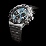 Breitling Chronomat B01 44 Platinum Blue Dial Rubber Strap Watch for Men - PB0136251C1S1