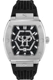 Philipp Plein Hexagon Phantom Black Dial Black Silicone Strap Watch For Men- PWPUA0524