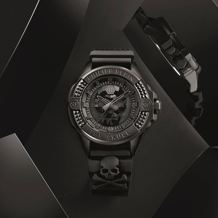 Philipp Plein The Skull Black Dial Black Silicone Strap Watch for Men - PWAAA0721