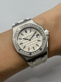 Audemars Piguet Royal Oak Offshore Quartz Diamonds White Dial White Rubber Strap Watch for Women - 67540SK.ZZ.A010CA.01