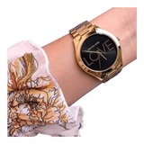 Michael Kors Slim Runway Black Dial Gold Steel Strap Watch for Women - MK3803