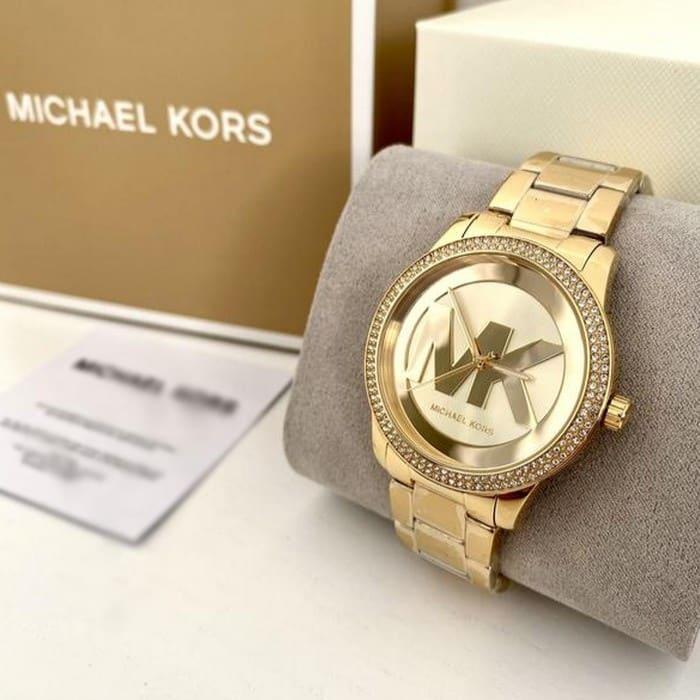 Michael Kors Tibby Three Hand Gold Dial Gold Steel Strap Watch For Women - MK6879